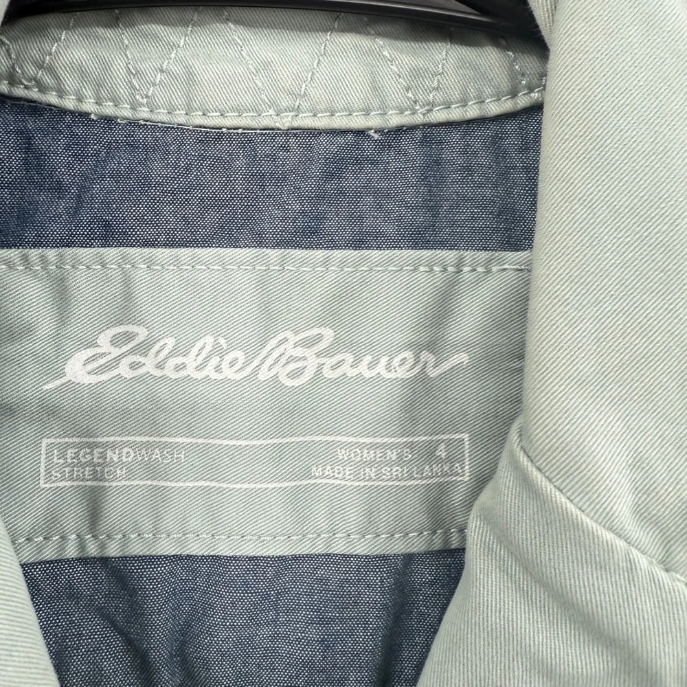 Eddie Bauer Womens Jacket Blazer Legendwash Stretch‎ Light Green Size 4